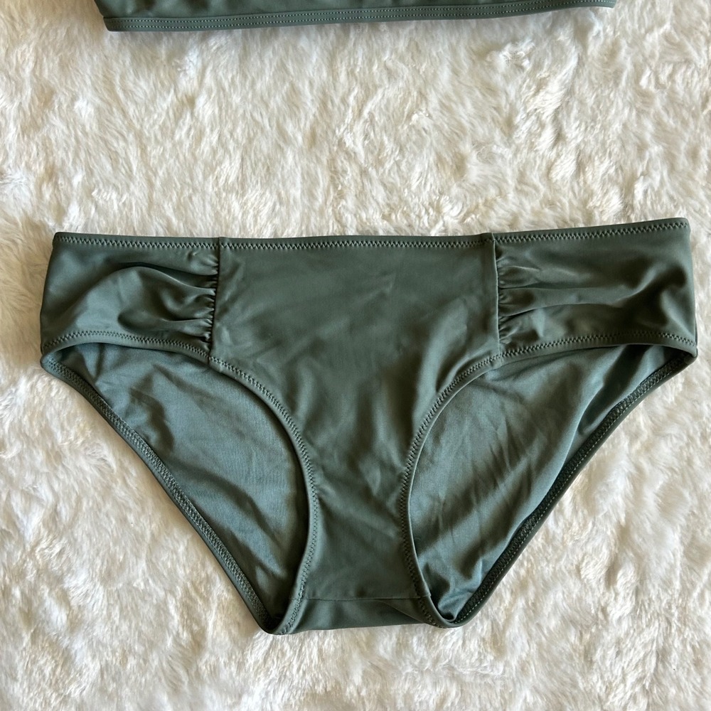 Aerie Green High Neck Halter Strappy Back Bikini Top & Hipster Bottoms SwimsuitS - Picture 2 of 6